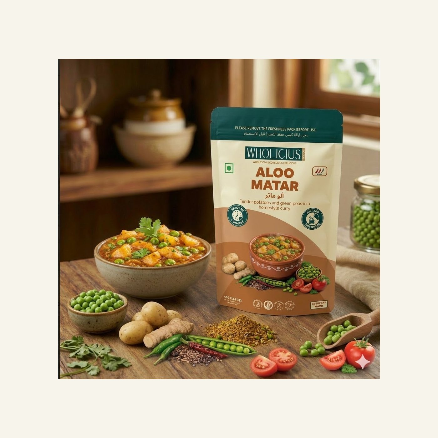 Aloo Matar — prepared bowl