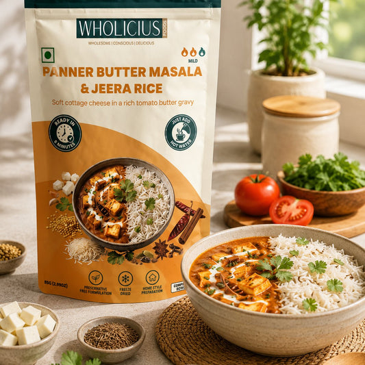 Paneer Butter Masala Rice plated