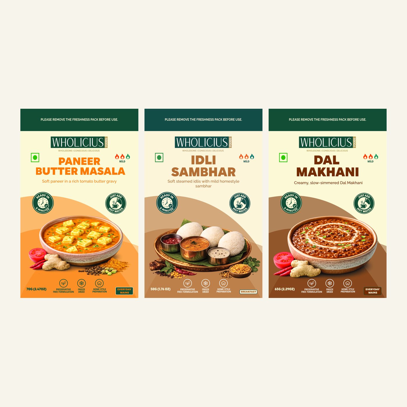 The Trio — Paneer Butter Masala, Idli Sambhar and Dal Makhani