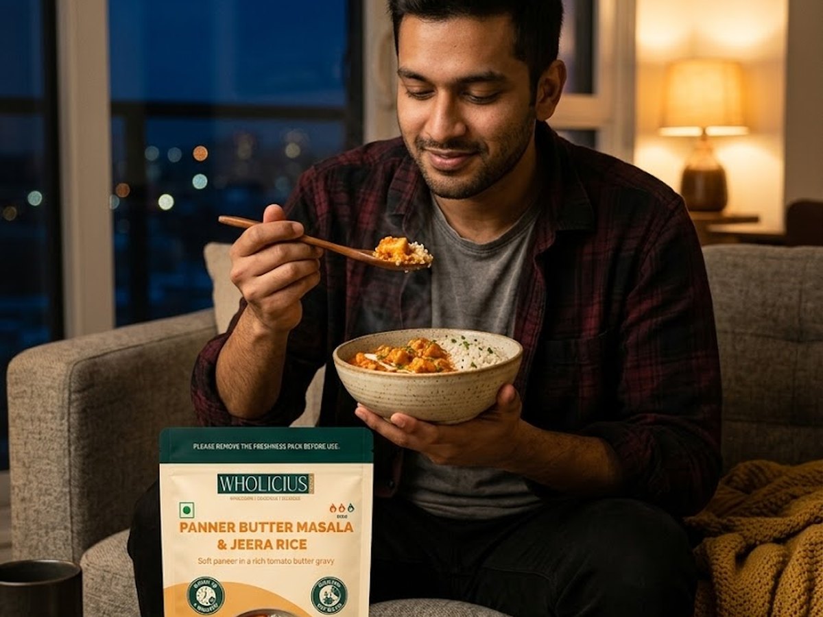 Eating a hot bowl late in the evening